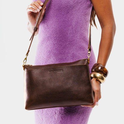 Coldbrew*Large | Zip top crossbody bag with detachable strap