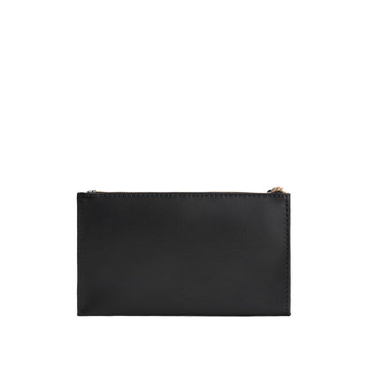 Black*Large | Wristlet pouch with front pocket and zipper closure