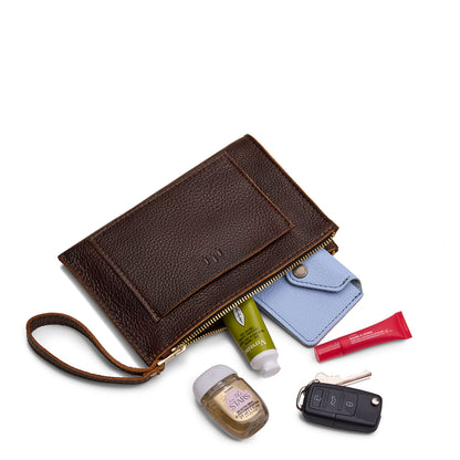 Coldbrew*Small | Wristlet pouch with front pocket and zipper closure