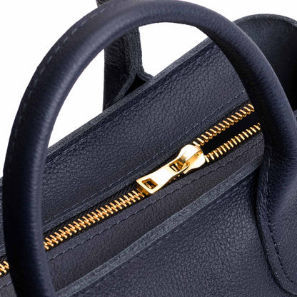 Night Owl*ANY*Zipper | Petite tote purse with structured leather handles and crossbody strap