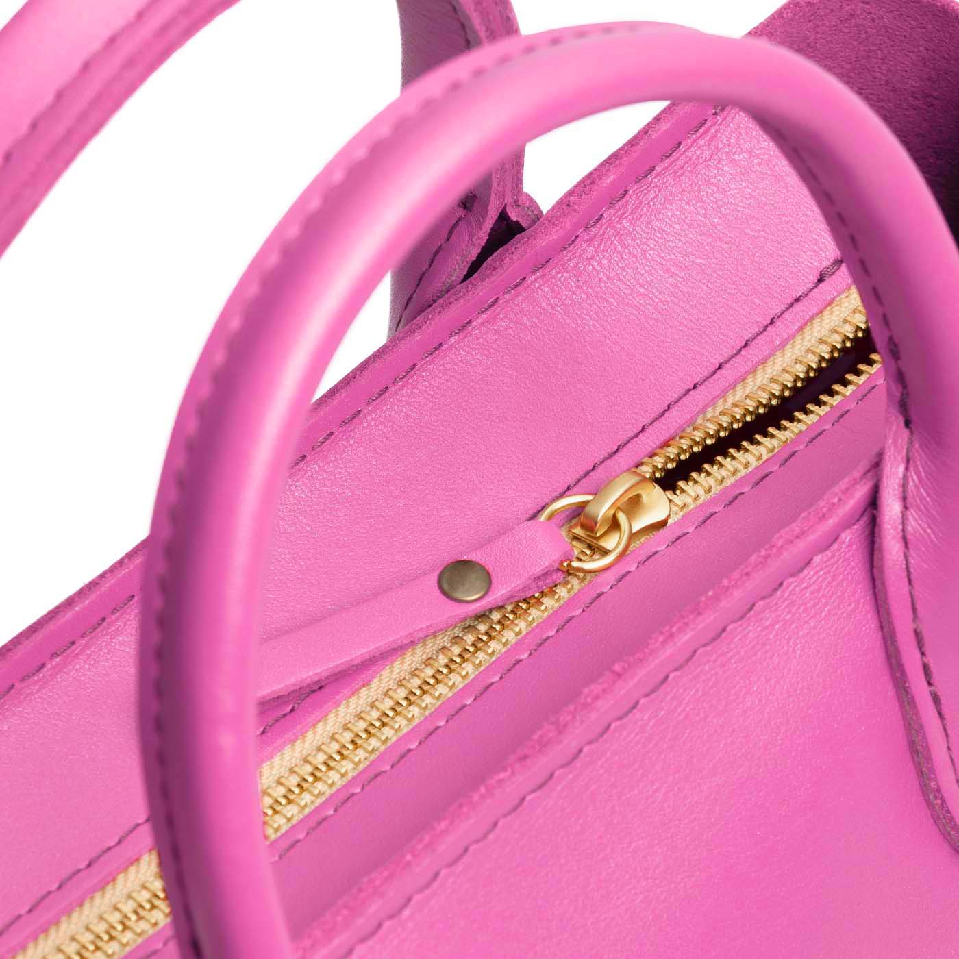Lip Gloss*ANY*Zipper | Petite tote purse with structured leather handles and crossbody strap