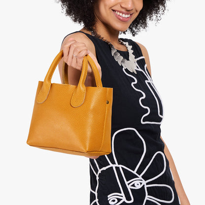 Sunshine*Small | Petite tote purse with structured leather handles and crossbody strap