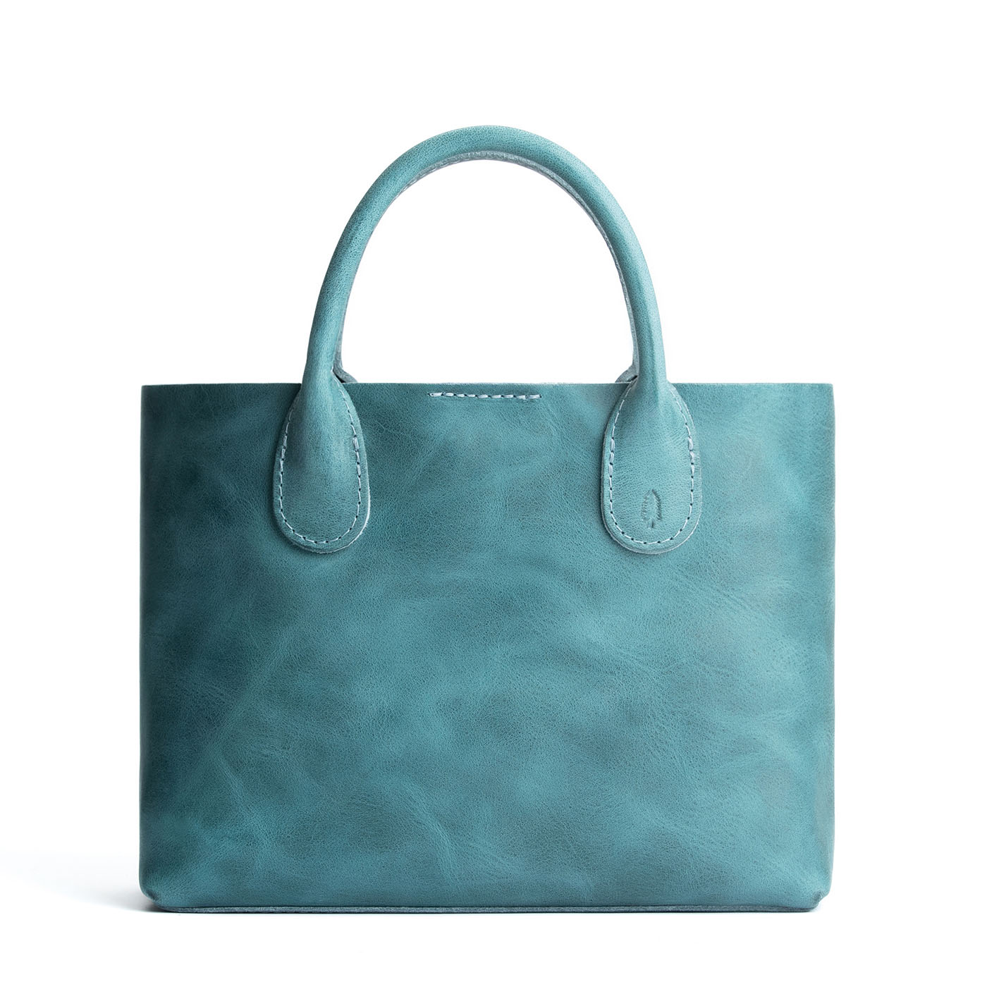 Aqua*Large | Mid-size tote purse with structured leather handles and crossbody strap