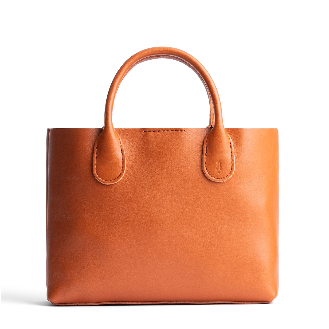 Persimmon*Large | Mid-size tote purse with structured leather handles and crossbody strap