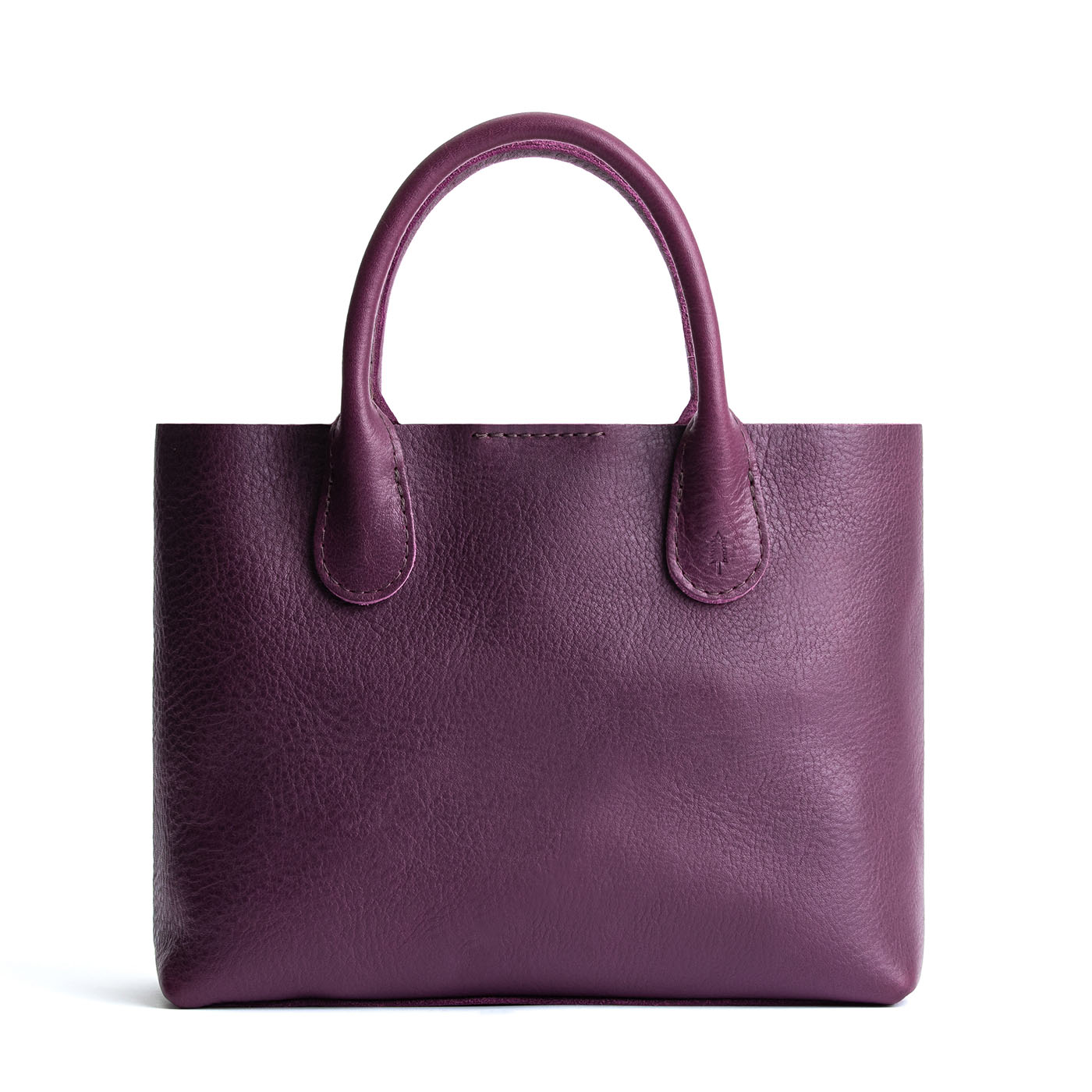 Plum*Large | Mid-size tote purse with structured leather handles and crossbody strap