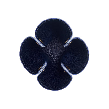 Cobalt | Clover leaf-shaped foldable leather tray with snap-button corners