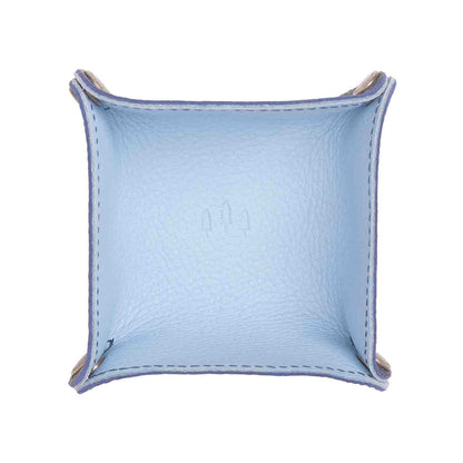 Cobalt | Square-shaped foldable leather tray with snap-button corners