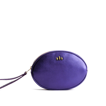 Amethyst*Large | Oval shaped pouch with zipper and wristlet strap
