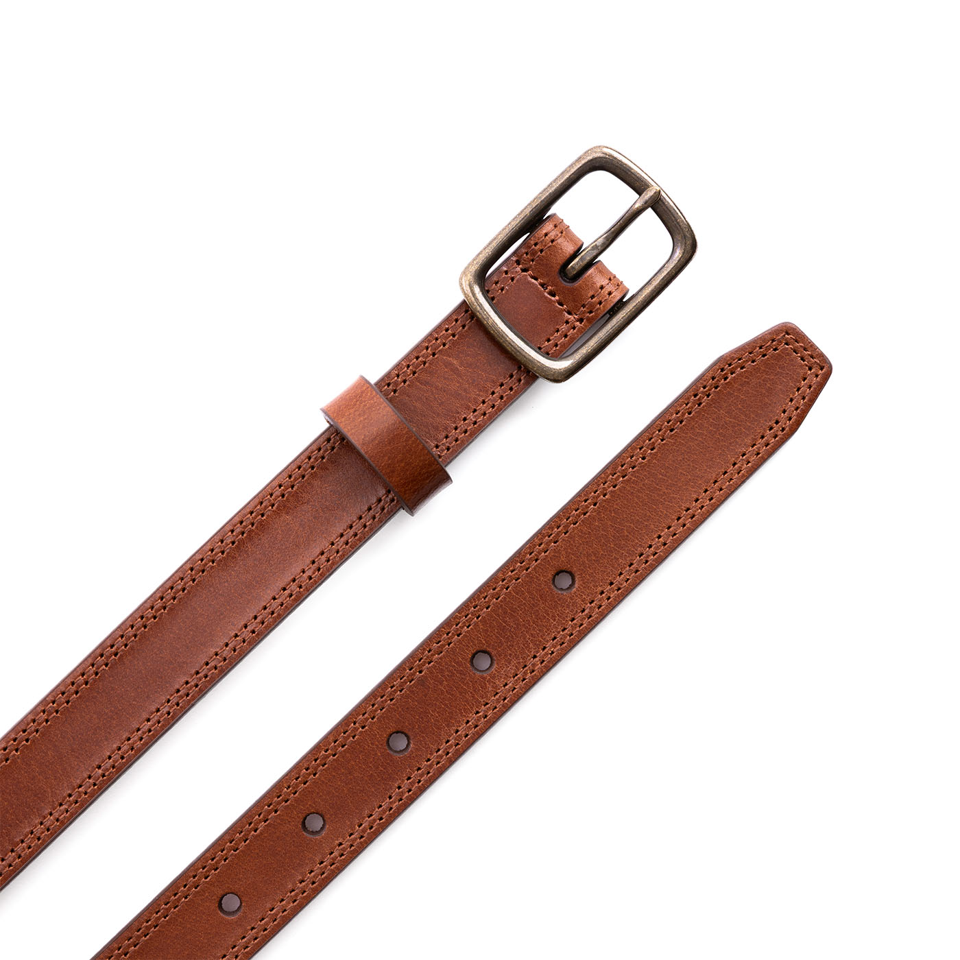 Amber | Women's slim double stitch leather belt