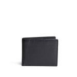 Black Rock*Deluxe | Bifold leather wallet with visible stitching on a white background
