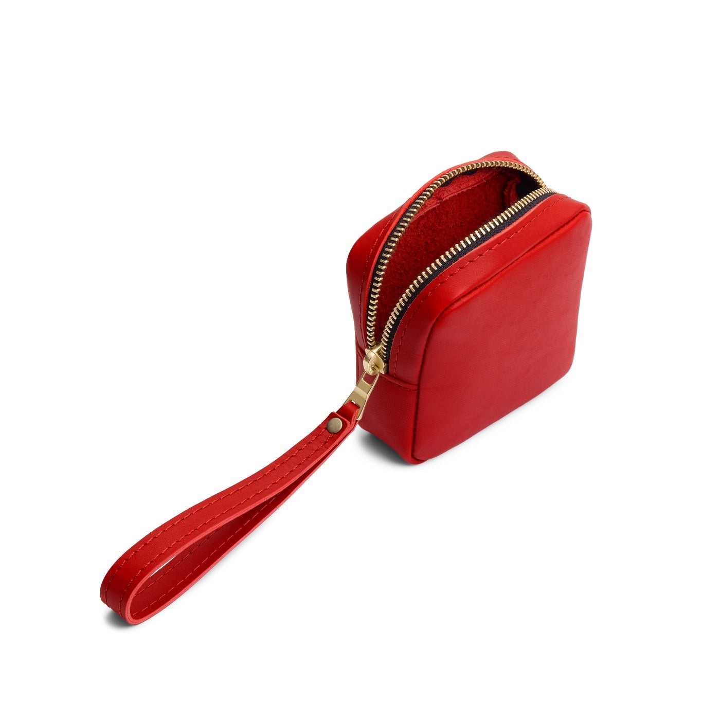 Ruby | Square shaped small zip pouch with wristlet