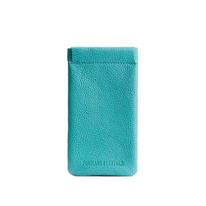 Seafoam | Leather glasses case with hidden metal spring closure