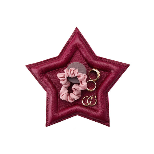 Orchid | Star shaped leather tray with stuffed edges