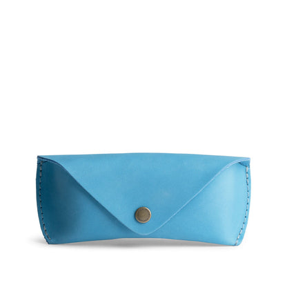 Iceberg Blue | Leather sunglasses case with snap closure