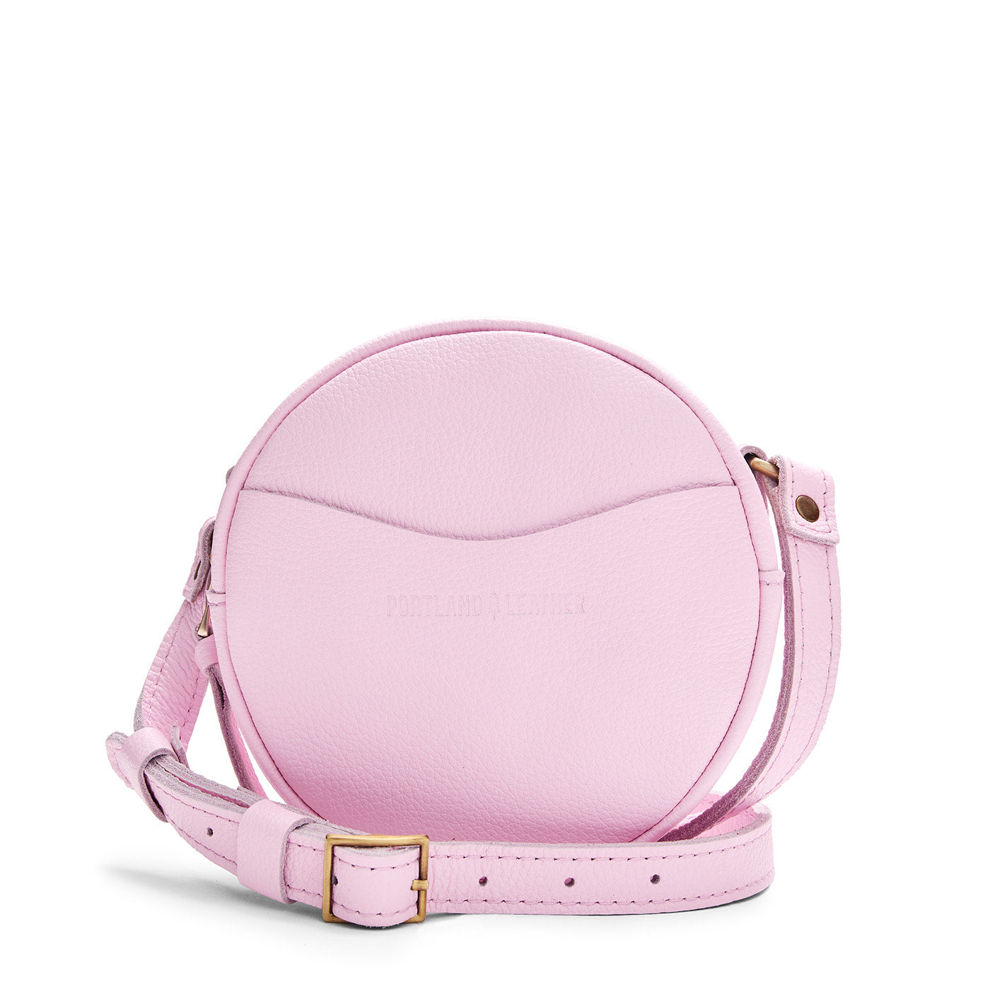Pinkaboo | Circle shaped crossbody bag with top zipper and gold accents