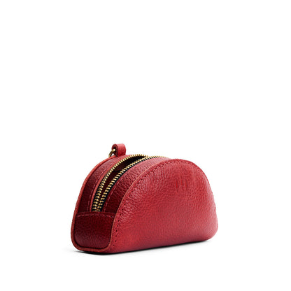Chili Red | Small half-moon shaped keychain pouch with zipper closure