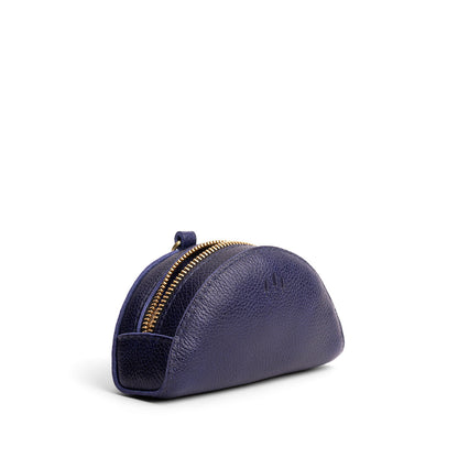Cobalt | Small half-moon shaped keychain pouch with zipper closure