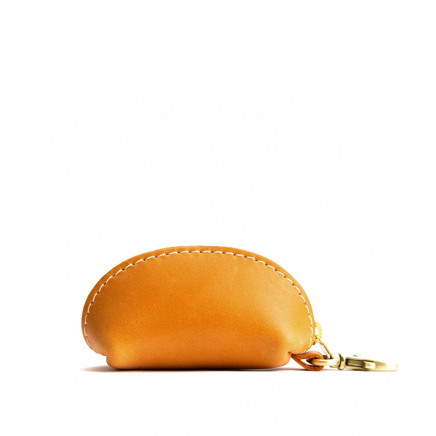 Sunflower | Taco shaped leather pouch with zipper and swivel lobster clasp on white background