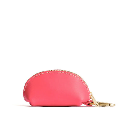 Tulip | Taco shaped leather pouch with zipper and swivel lobster clasp on white background
