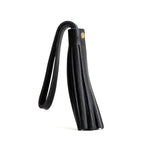 Pebbled--black*Large | Fringed leather tassel with leather loop
