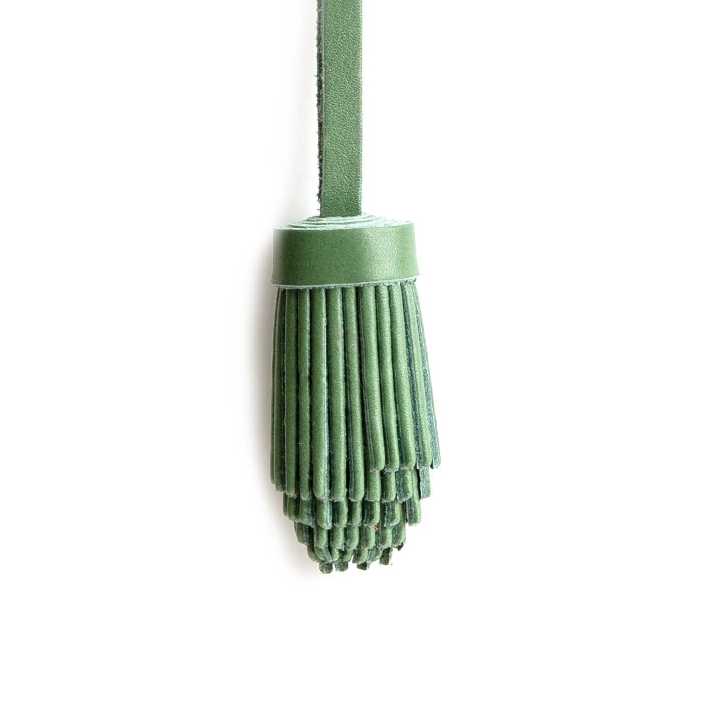 All Color: Eucalyptus | Pom-pom style with tiered leather fringe