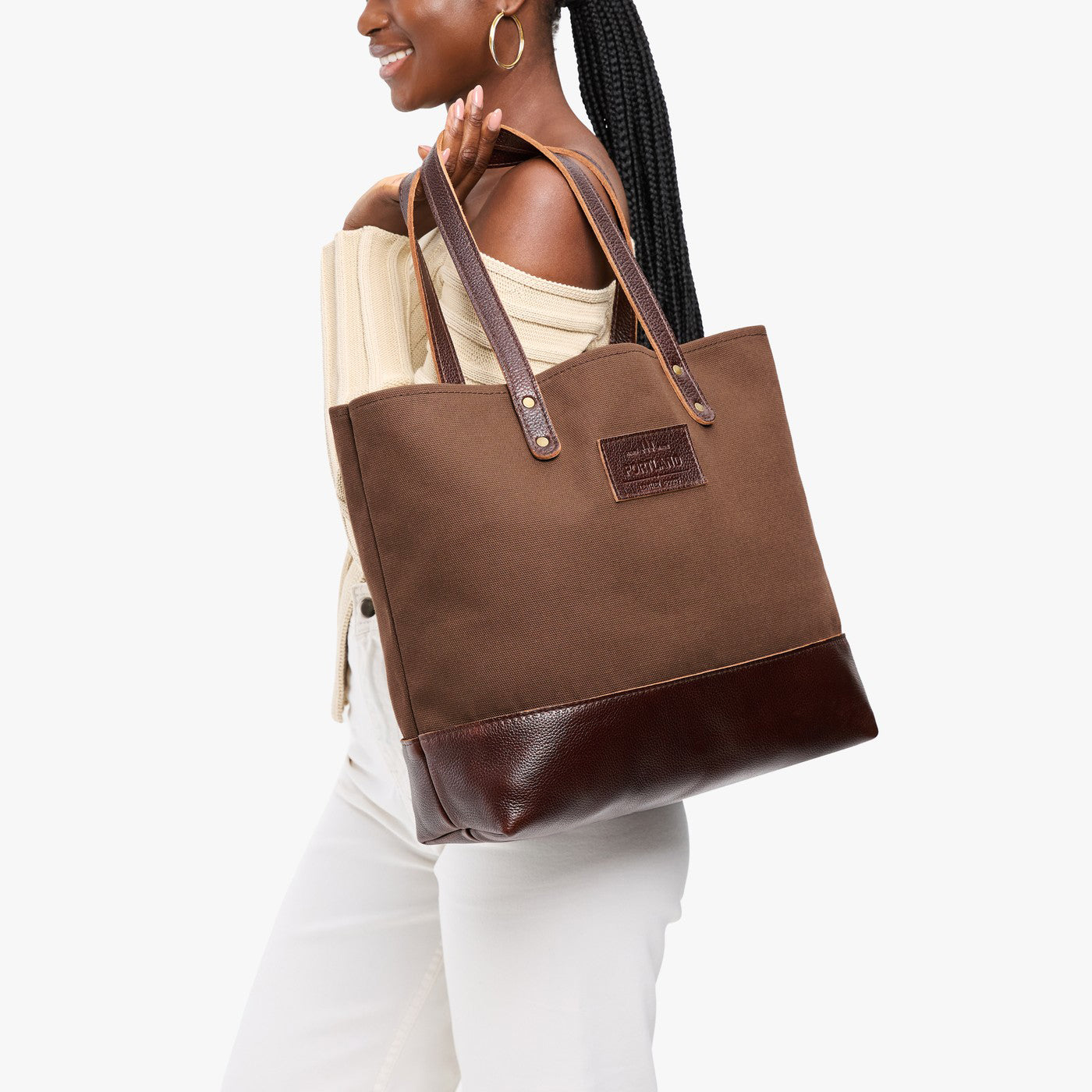 Stampede | Canvas tote with leather base and handles