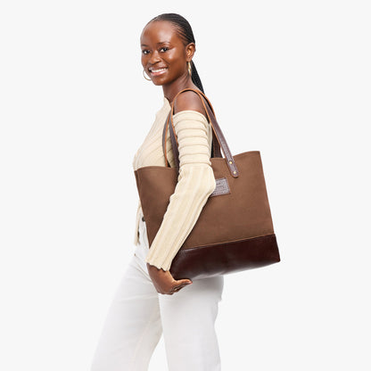 Stampede | Canvas tote with leather base and handles