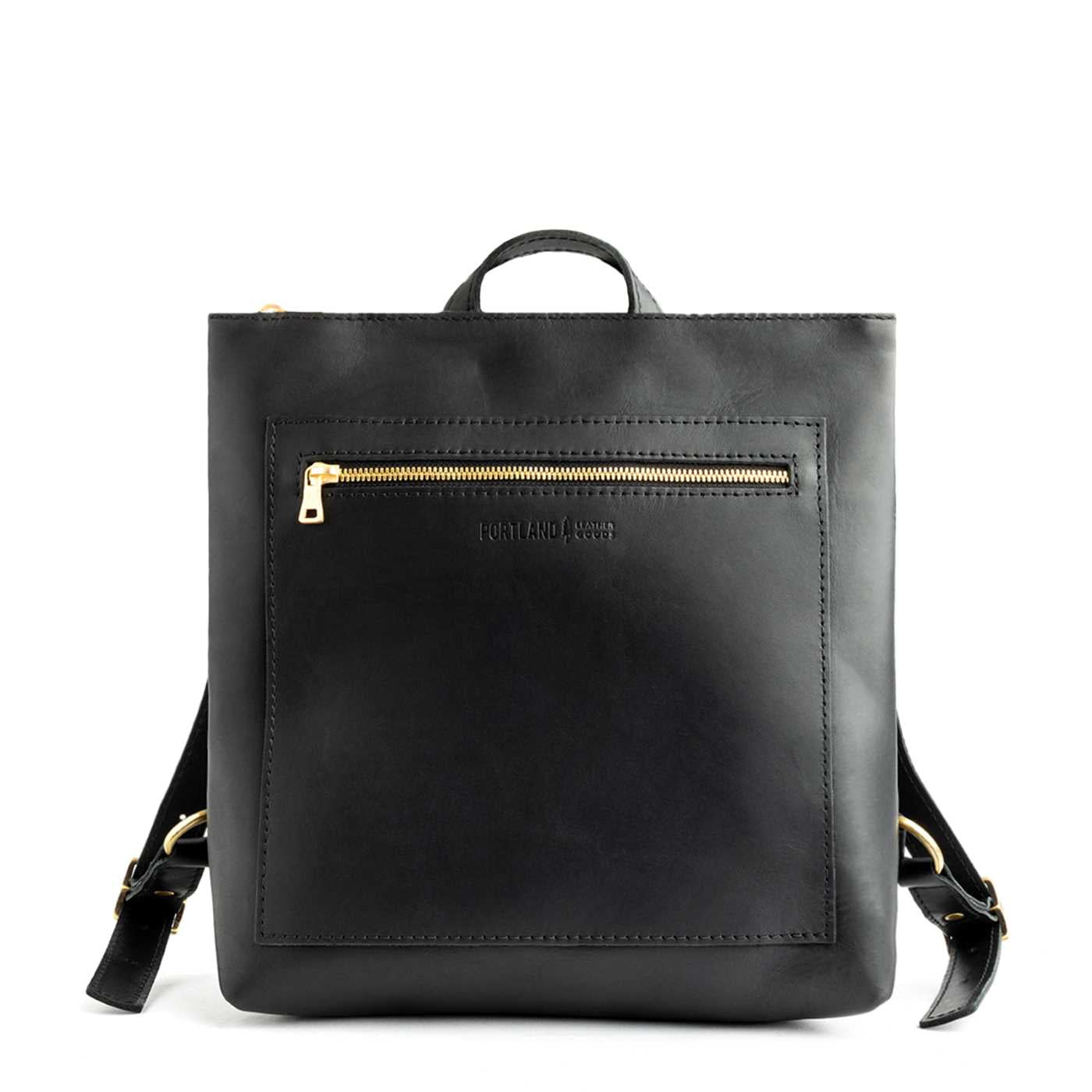Black*Large | Square slim leather tote backpack