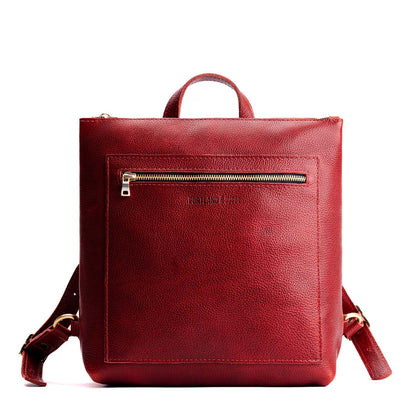 Chili Red*Large | Square slim leather tote backpack