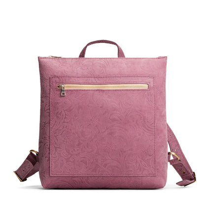Hollyhock | Square slim leather tote backpack
