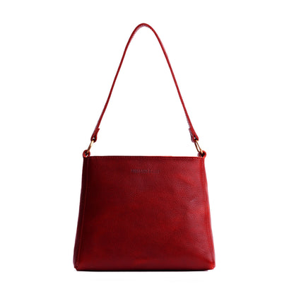 Chili Red*Small | Triangular shoulder bag with antiqued brass finished hardware