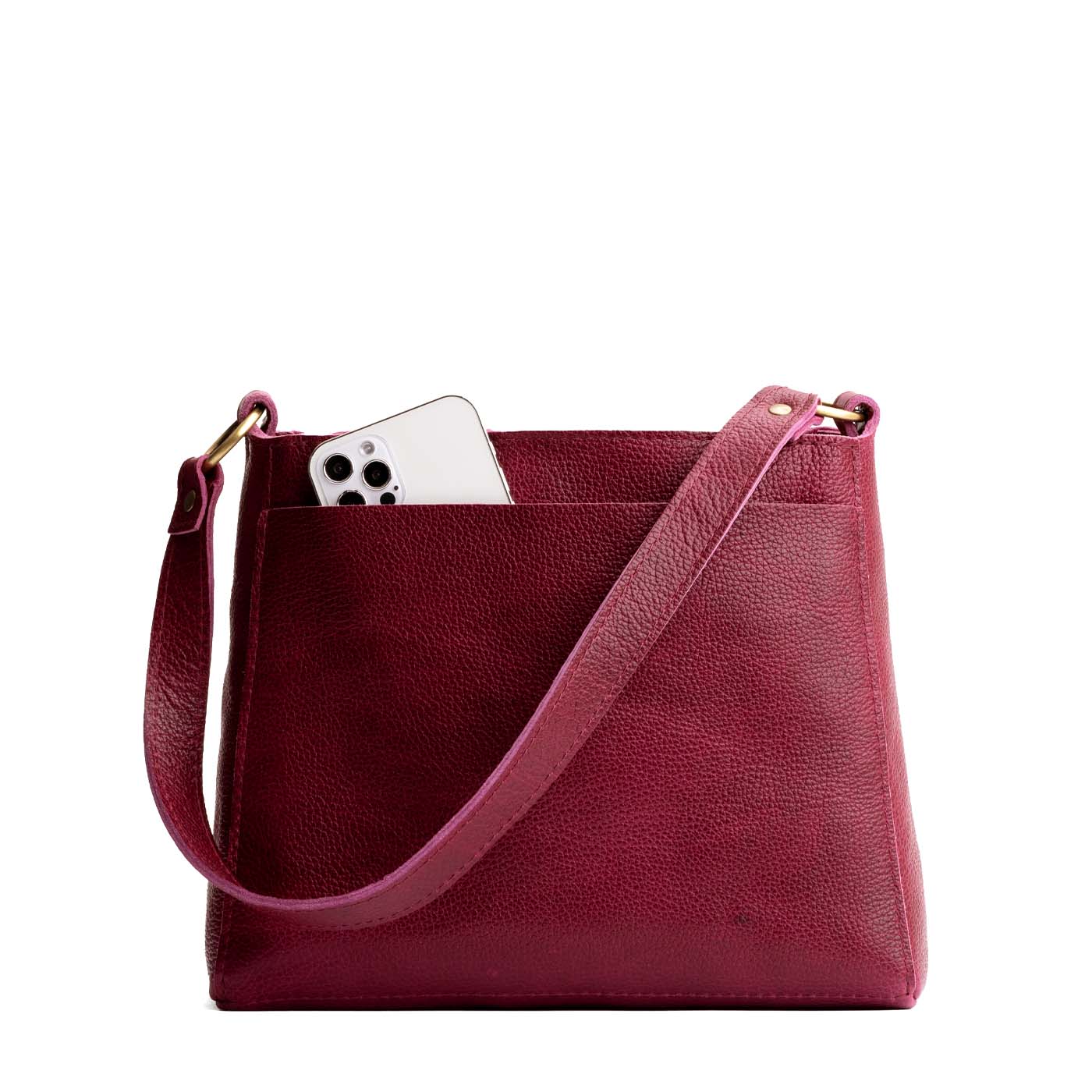 Orchid*Small | Triangular shoulder bag with antiqued brass finished hardware