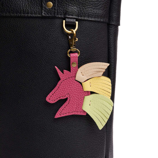 Wild Rose | Playful unicorn head keychain with a fringe mane