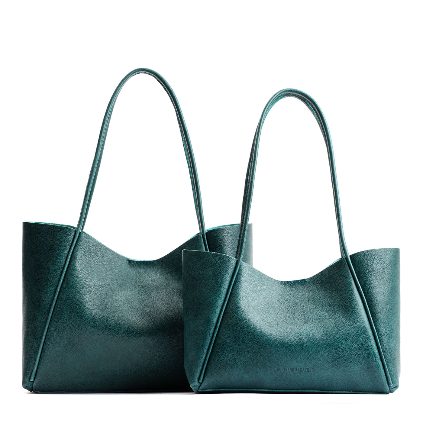 Sea Glass | Side by side comparison of both sizes of wide totes