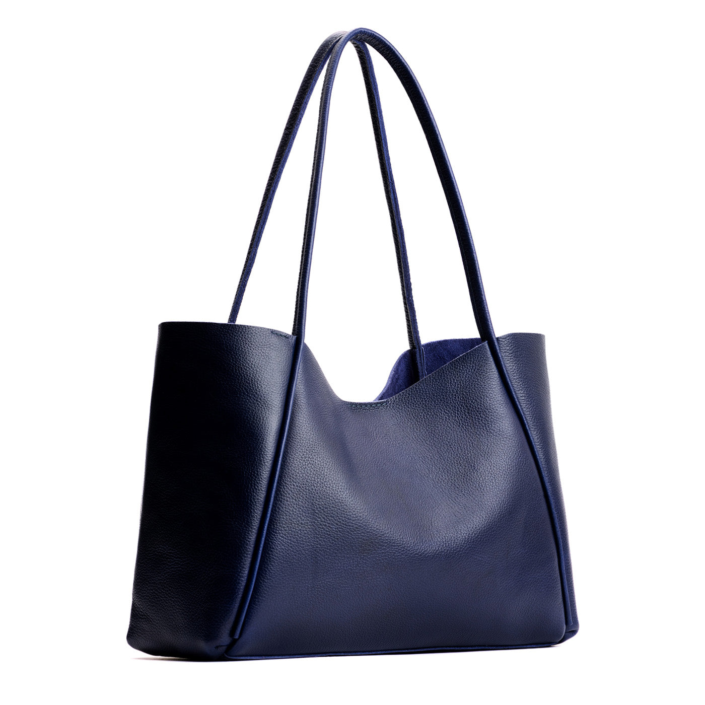 Cobalt*Large | Large wide tote with leather straps and snap closure