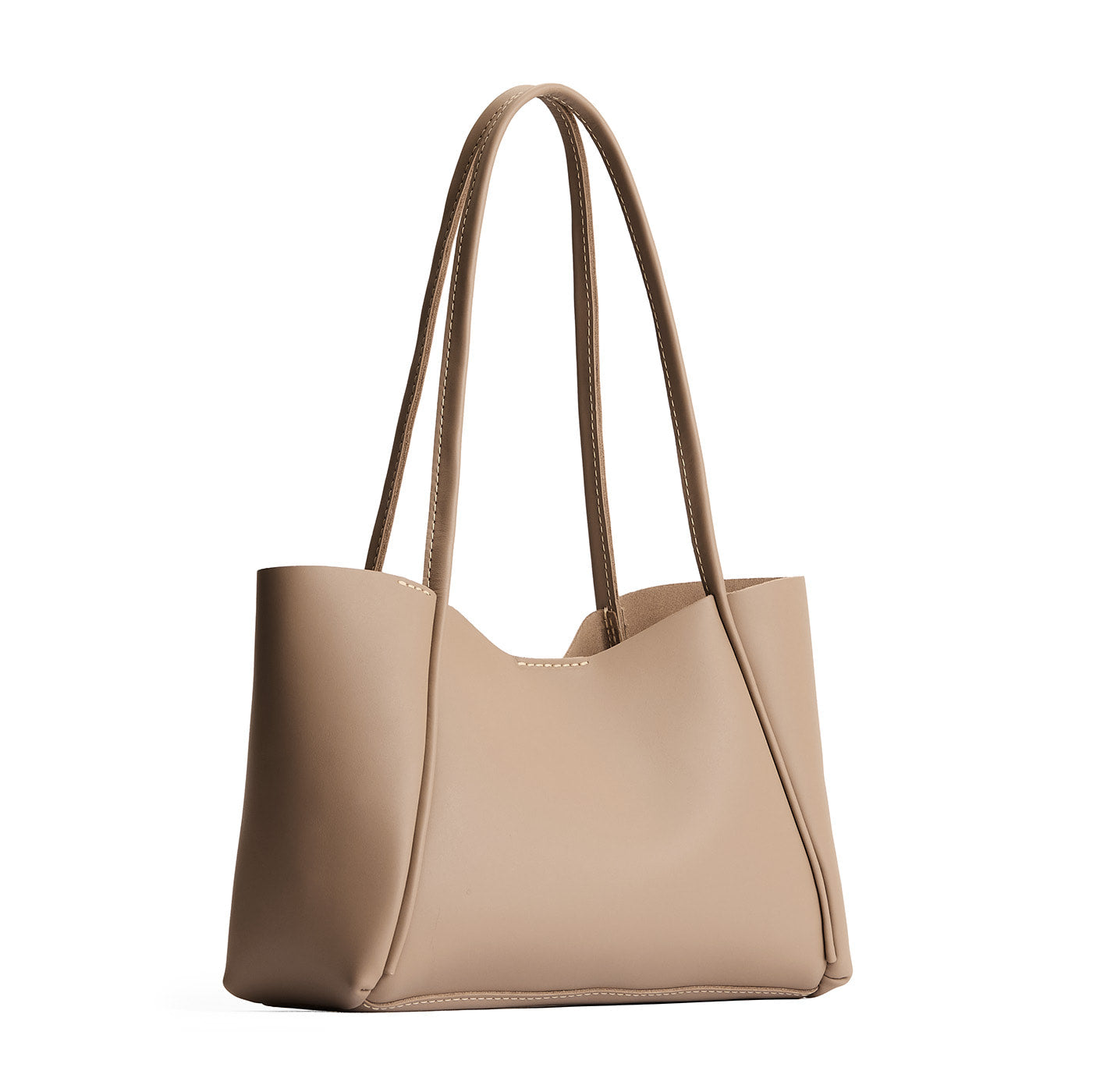 Stone*Medium | Wide tote with leather straps and snap closure