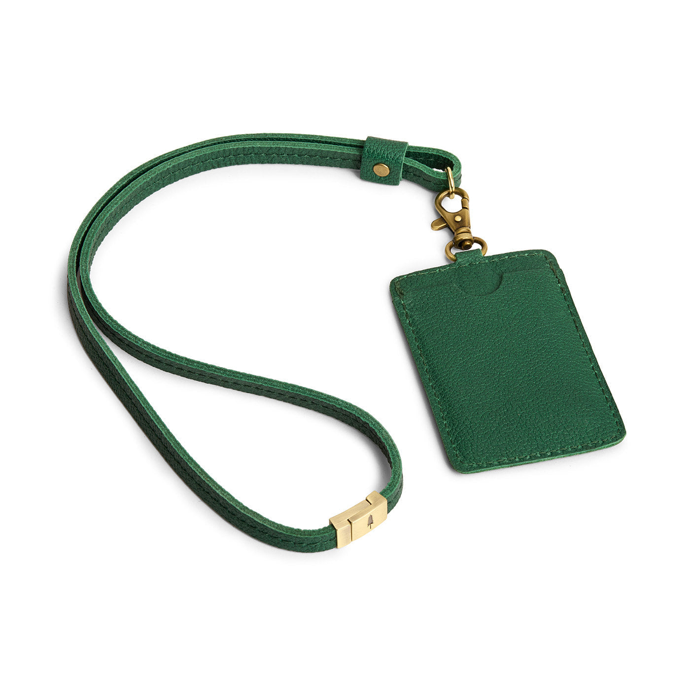 Bacalar | A leather lanyard attached to a matching card holder on a white background