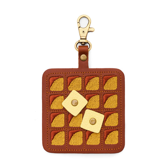 Waffle | Keychain shaped like a waffle with a swivel lobster clasp on a white background