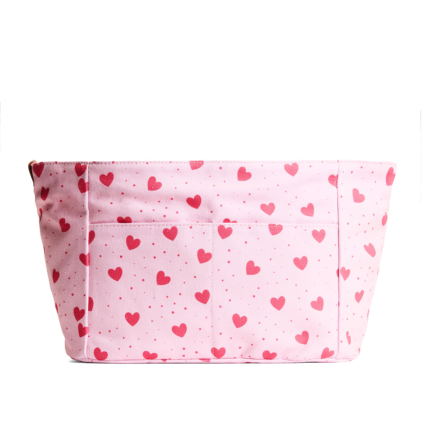 Pink Crush*Zipper*Large | Heart printed canvas organizer with pockets