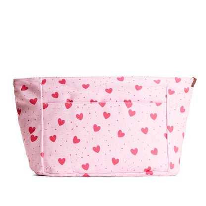 Pink Crush*Zipper*Large | Heart printed canvas organizer with pockets