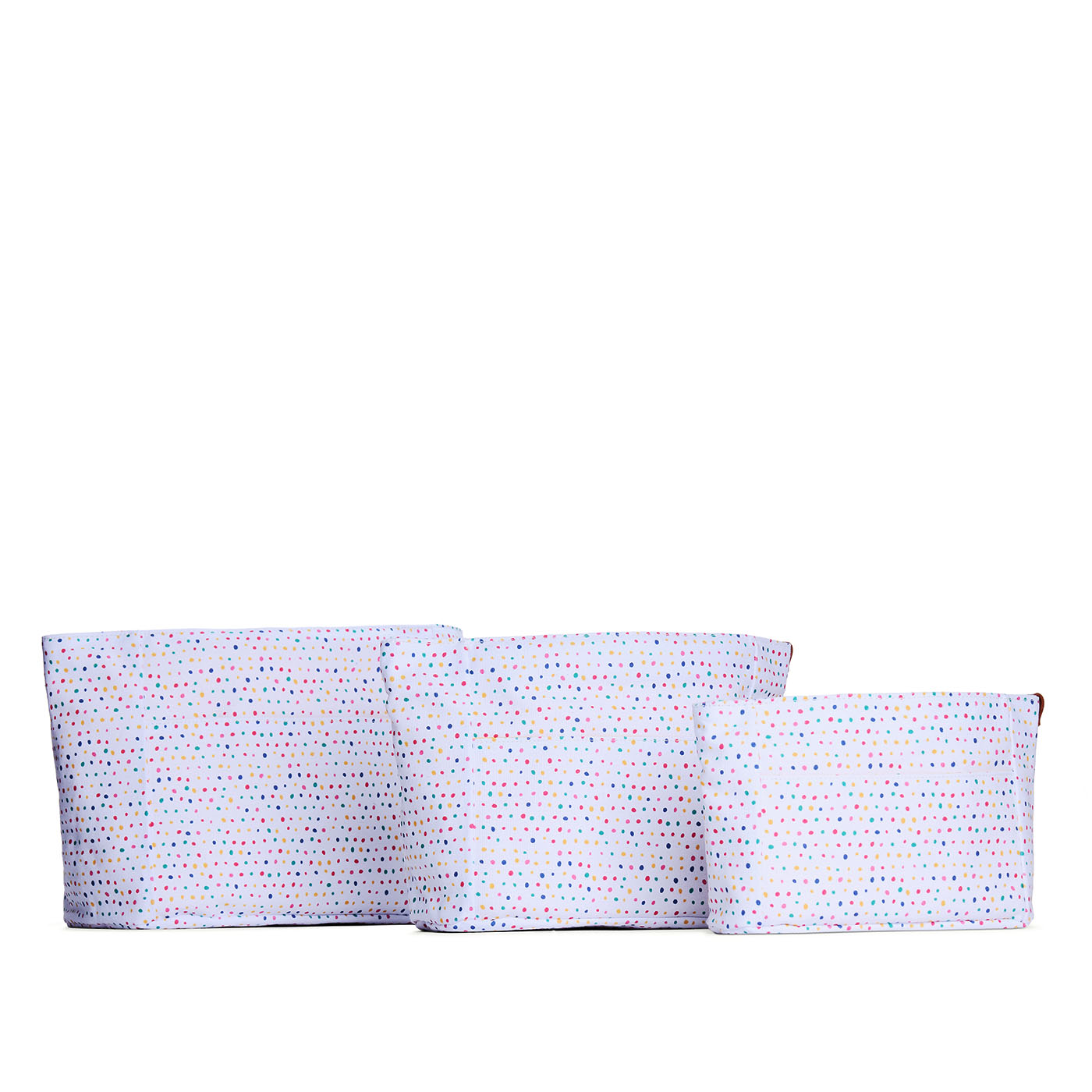 Sprinkles*Zipper | Three size comparison of printed canvas purse organizers