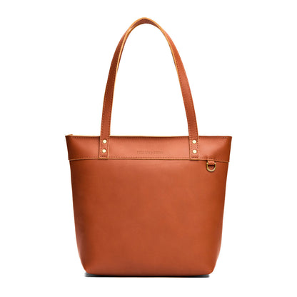 Honey*Medium*Zipper | Leather tote bag with riveted straps and exterior key loop