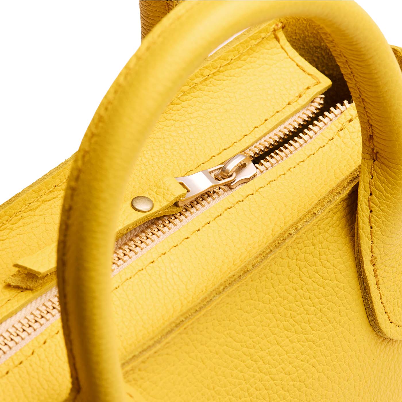 Canary*ANY*Zipper | Petite tote purse with structured leather handles and crossbody strap