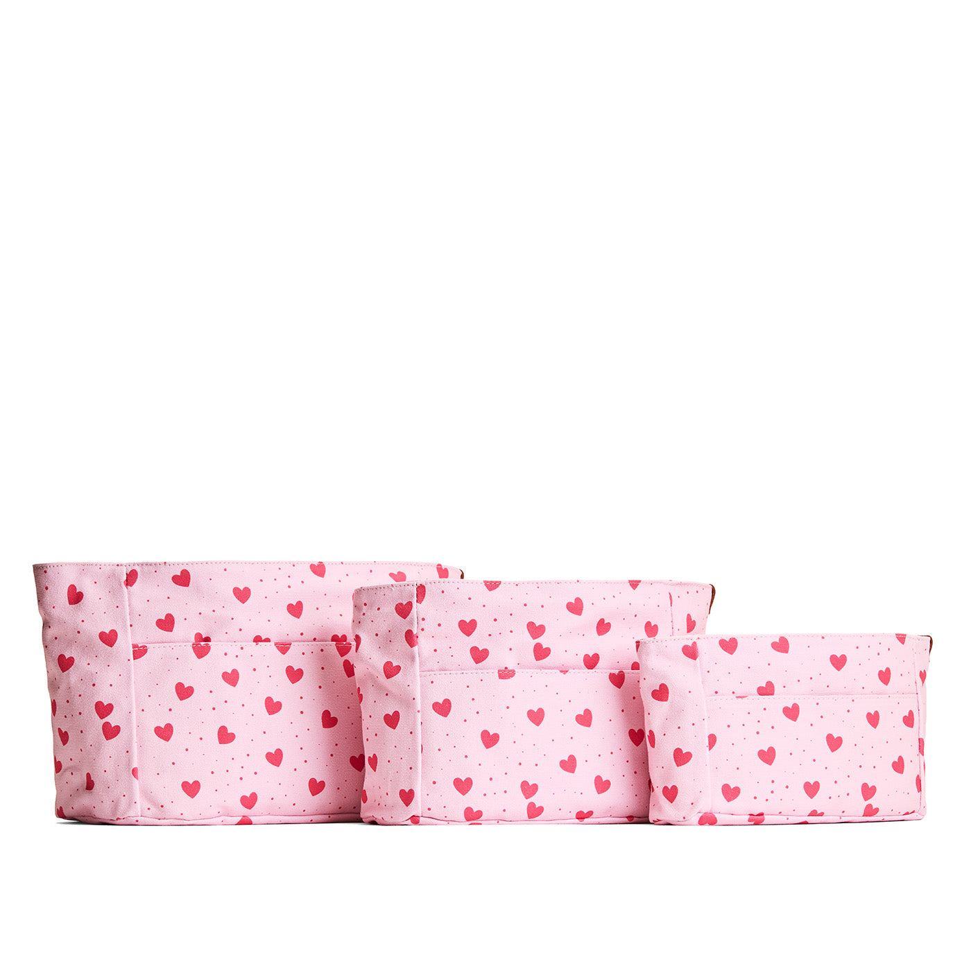 Pink Crush*Zipper | Three size comparison of printed canvas purse organizers