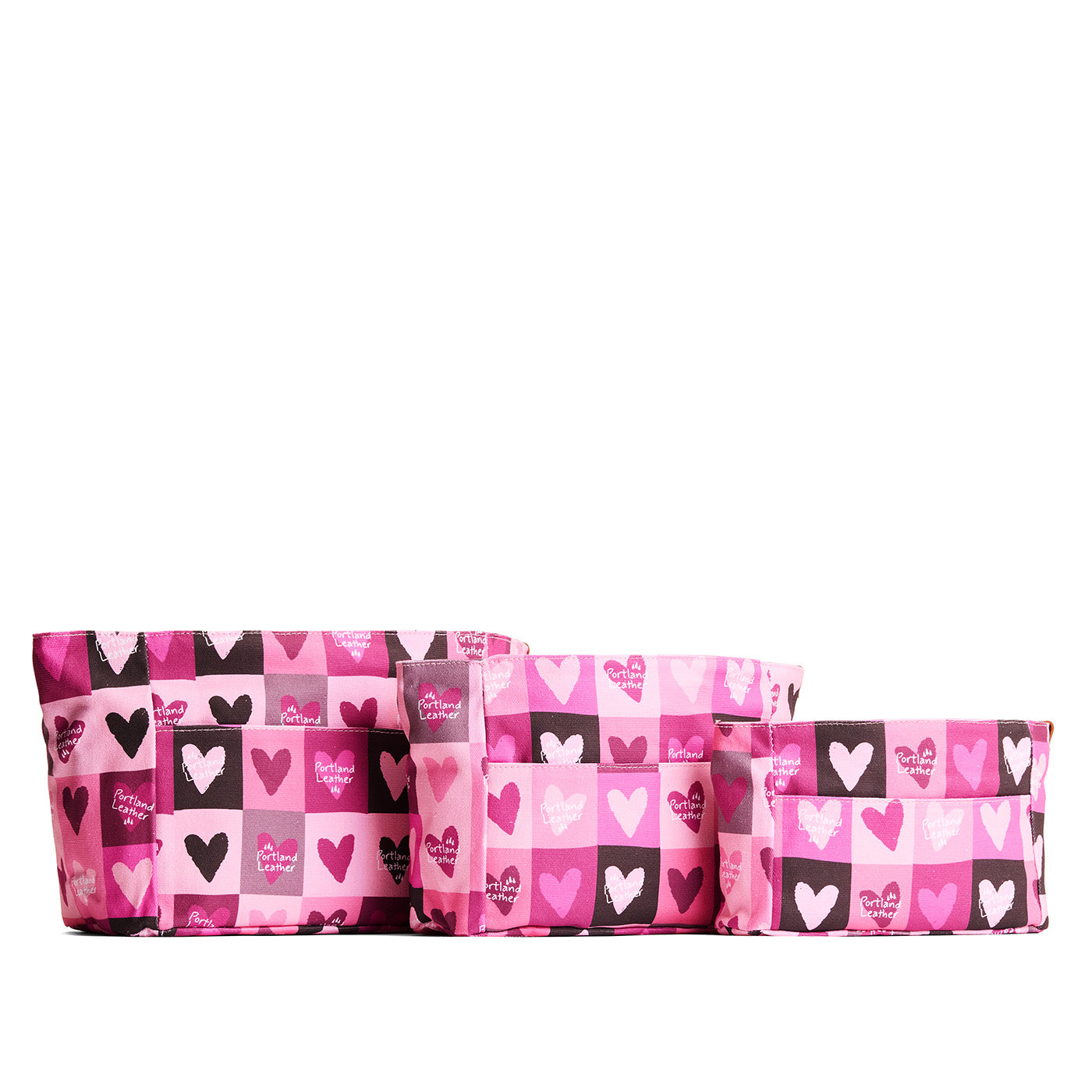 Sugar Rush*Zipper | Three size comparison of printed canvas purse organizers